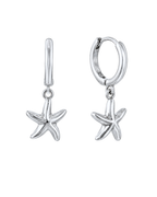 Marla Hoops – Cercei cu Stea de Mare – cercei huggie argintii cu stea de mare din oțel inoxidabil 316L | Sanni