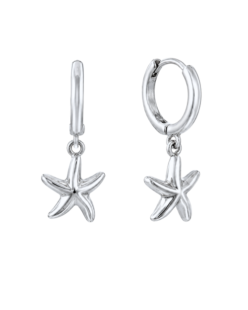 Marla Hoops – Cercei cu Stea de Mare – cercei huggie argintii cu stea de mare din oțel inoxidabil | Sanni