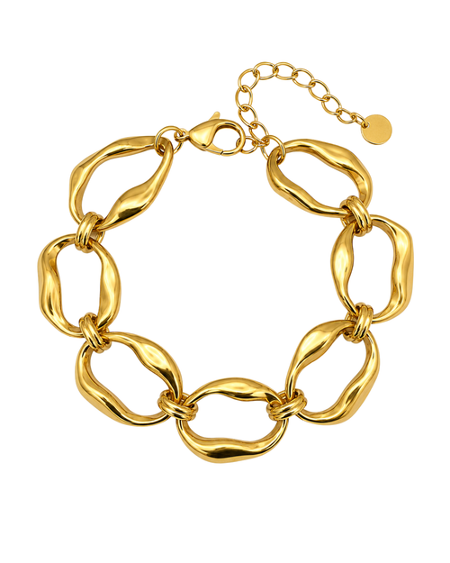 Sola Bracelet – brățară statement gold cu zale organice din oțel inoxidabil | Sanni