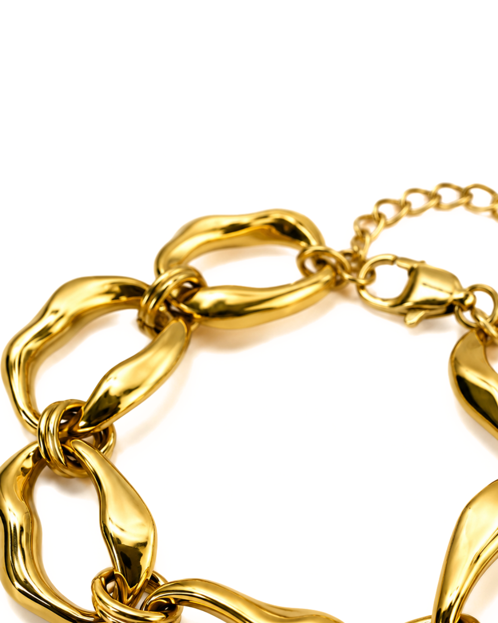 Sola Bracelet – detaliu brățară statement gold cu zale organice din oțel inoxidabil 316L | Sanni