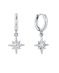 Stella Hoops – Cercei cu Stea – cercei huggie argintii cu stea din oțel inoxidabil 316L | Sanni