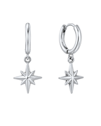 Stella Hoops – Cercei cu Stea – cercei huggie argintii cu stea din oțel inoxidabil 316L | Sanni