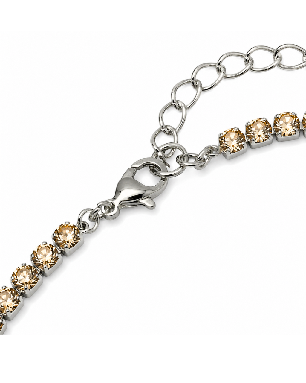 Zia Bracelet – detaliu brățară tennis argintie cu zirconia din oțel inoxidabil 316L | Sanni