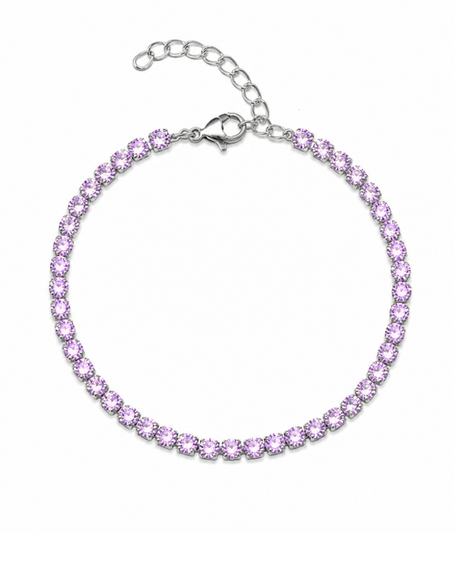 Zia Bracelet – detaliu brățară tennis argintie cu zirconia din oțel inoxidabil | Sanni